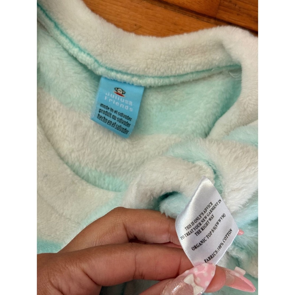 Y2K Paul Frank Julius & Friends Pajama Set Stripe Fleece - Picture 3 of 4